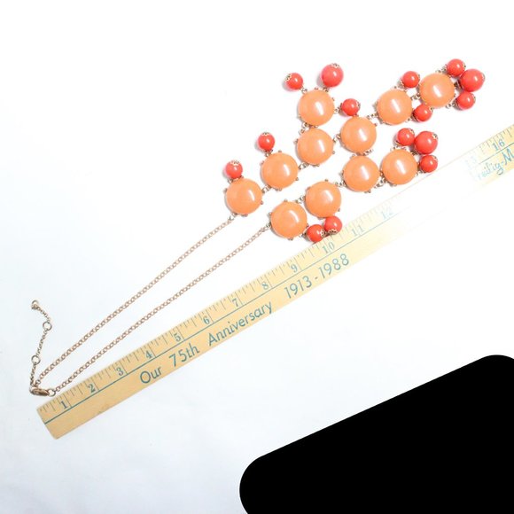 Orange Discs & Hanging Balls Adjustable Costume Jewelry Statement Necklace - Picture 7 of 11